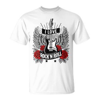 I Love Rock And Roll Guitare Électrique Rétro Rock&Roll T-Shirt - Cadeauxyz