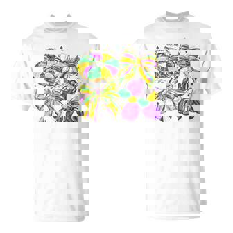 Mardi Gras Coquette Bow Dog Beads New Orleans Fleur De Lis T-Shirt - Thegiftio