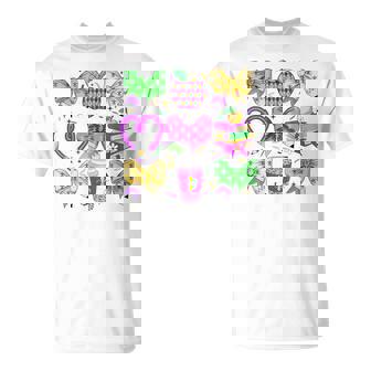 Mardi Gras Teacher Coquette Bow Pencil Apple Book Girl T-Shirt - Thegiftio