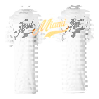 Miami Retro Script 305 City Pride Dade South Florida T-Shirt | Mazezy
