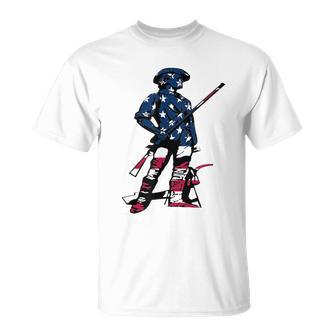 Minute Man Statue American Flag Silhouette T-Shirt - Thegiftio UK