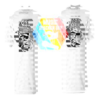 Music Teacher Out Mic Drop Appreciation End Of School Year Men Women T-Shirt | Mazezy