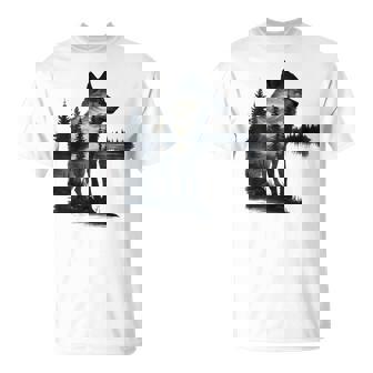 Nature Mountains Adventure Wolf Outdoor Wildlife Forest T-Shirt | Mazezy