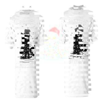 On The Naughty List And I Regret Nothing Cat Christmas T-Shirt | Seseable FR