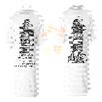 No Kings In America Messy Bun Usa Flag No Kings T-Shirt | Mazezy