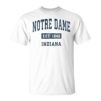 Notre Dame Indiana In Vintage Navy Style Sports T-Shirt - Seseable