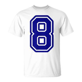 Número 8 Equipo Deportivo Azularsity Camiseta unisex - Regaloses