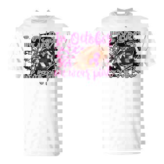 In October We Wear Pink Football Breast Cancer Cheer Mom T-Shirt | Seseable UK