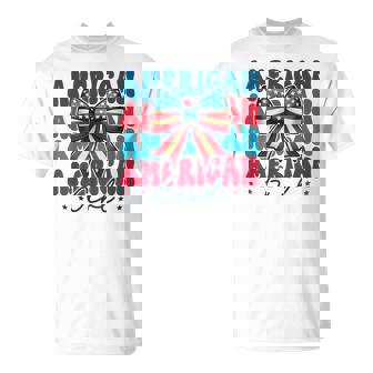 Patriotic American Girl 4Th Of July Coquette Bow Usa Flag T-Shirt | Mazezy