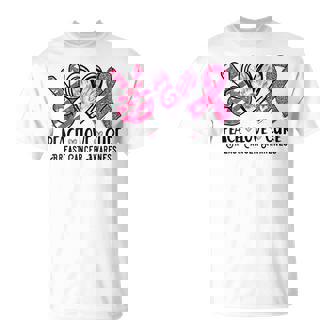 Peace Love Cure Pink Ribbon Breast Cancer Awareness T-Shirt - Monsterry