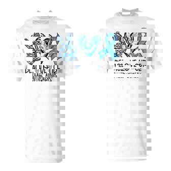 Peace Love Cure Type 1 Diabetes Awareness T1d Blue Ribbon T-Shirt | Mazezy