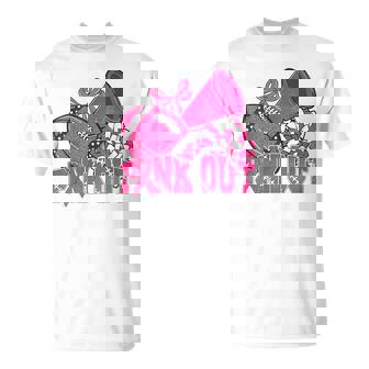 Pink Out Football Pink Bow Cheer Breast Cancer Awareness T-Shirt - Monsterry
