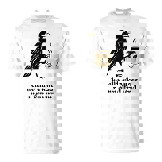 Raven Crow Coffee Lover Morning Breakfast Hello Darkness T-Shirt | Seseable FR