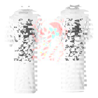 Red And White Candy Cane Santa Christmas Xmas Lights T-Shirt | Seseable UK