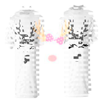 Reindeer Face Glasses Leopard Christmas Costume Girls T-Shirt - Monsterry