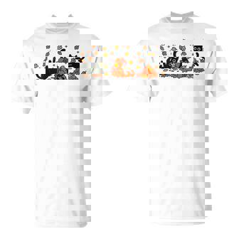 Retro Black Cats Fall Autumn Vibe Leaves Falling T-Shirt | Seseable CA