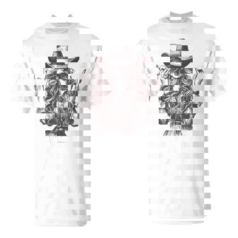 Rock And Roll Cowgirl Western Rodeo Girl Graphic Women T-Shirt | Seseable UK