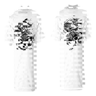 Rustic Skeleton Cowgirl Horse Rider Western Gothic Grunge T-Shirt - Monsterry