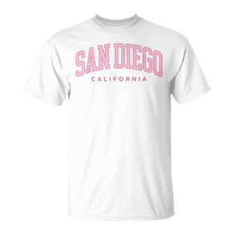 San Diego California Retro Preppy Throwback Pink Girls T-Shirt - Thegiftio UK