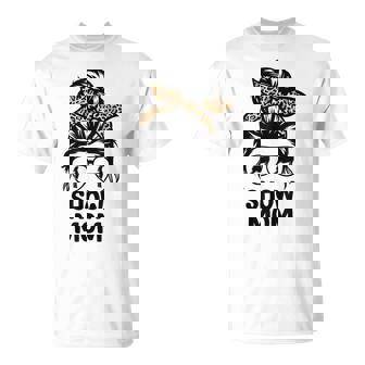 Show Lamb Mom Messy Bun Leopard Sheep Show Mama T-Shirt - Thegiftio