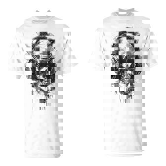 Skull With Headphones Minimalist Graphic T-Shirt | Seseable CA