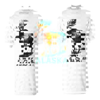 Souvenir De L'élan De L'alaska Avec Lac Et Montagne Pour Homme Et T-Shirt - Cadeauxyz
