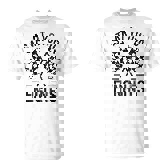 Start Your Engines Vintage Checkered Flag Race Car T-Shirt | Seseable FR