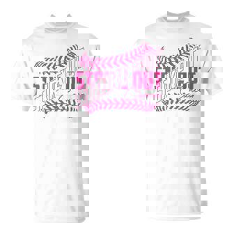 Strike Out Cancer Baseball Softball Breast Cancer Awareness T-Shirt | Mazezy
