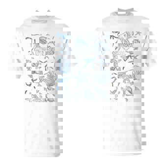 Summer Coquette Seashell Blue Bow Ocean Beach Summer Vibes T-Shirt | Seseable FR