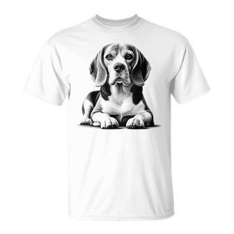 Super Cute Beagle Portrait In Lying Pose T-Shirt - Thegiftio