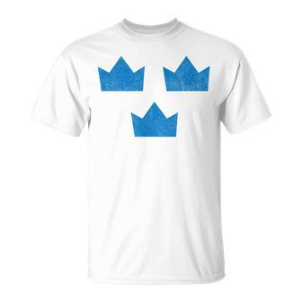 Sweden Flag Three Crowns Sverige Swedish Hockey T-Shirt | Mazezy