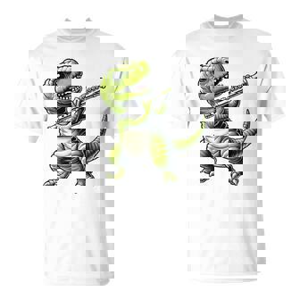 T-Rex Dinosaur Playing Flute Musician Music Premium T-Shirt | Mazezy