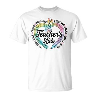 Teacher's Aide Cute Apple Heart Back To First Day Of School T-Shirt | Mazezy