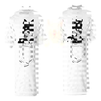 Tuxedo Cat Peeking In Pocket Cute Black And White Cat Lover T-Shirt | Seseable CA