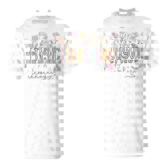 Ultrasound Technologist Graduation Flowers Sonographer Rdms T-Shirt | Mazezy