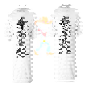 Urban Cowboy Skeleton Western City Style T-Shirt | Mazezy