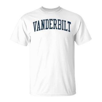 Vanderbilt Mi Vintage Athletic Sports Jsn2 Navy Print T-Shirt - Thegiftio
