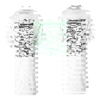 Vintage Fish Fishing Retro Fish Species Biology Adult White Small Short Sleeve T-Shirt - Thegiftio