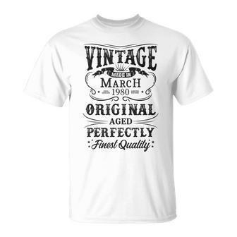 Vintage Marzo 1980 Legendario Desde Marzo 1980 Camiseta unisex - Regaloses