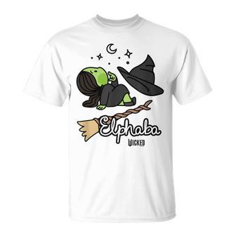 Wicked Logo Elphaba Daydreaming Playful Cartoon Style T-Shirt - Thegiftio UK