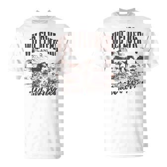 Wild Horses Wildflowers Western Cowgirl On Horse Cowboy T-Shirt - Monsterry