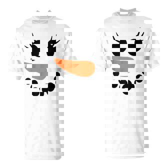 Winter Snowman Face Eyelashes Christmas Xmas For Girl Womens T-Shirt - Monsterry