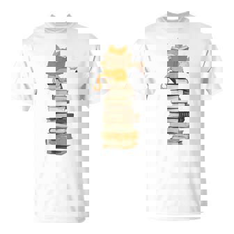 かわいい猫、本好きの猫 Tシャツ - Kawaiitshirt