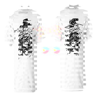 フィリピン 散らかった団子 バンダナ付き フィリピン国旗グラス 長袖tシャツ Tシャツ - Kawaiitshirt