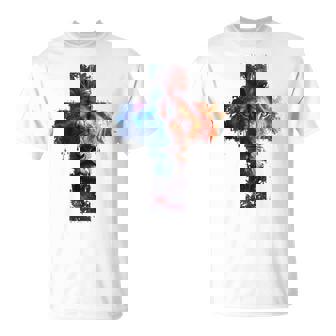 ユダのライオン、イエス・キリストの十字架、キリスト教信仰のグラフィック。 Tシャツ - Kawaiitshirt