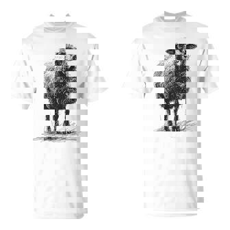 羊 アニマルプリント 動物園 ドローイング アート 絵画 羊 Tシャツ - Kawaiitshirt