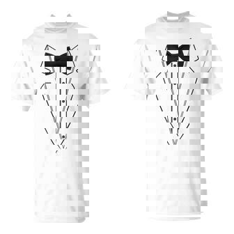 蝶ネクタイ付きホワイトtシャツ タキシード 面白いシャツ Tシャツ - Kawaiitshirt