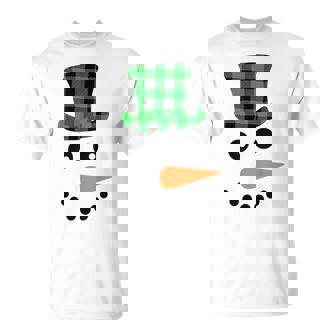 雪だるま 顔 にんじん鼻 クリスマス 冬 格子柄 サンタハット Tシャツ - Kawaiitshirt
