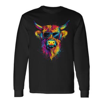 Donna Highland Mucca Mucca Agricoltori Regalo Maglietta con Collo a V