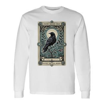 Crows Before Bros Support Your Local Murder Raven Tarot Card Men's T-shirt Back Print - Seseable Crows Before Bros Support Your Local Murder Raven Tarot Card Men's T-shirt Back Print - Seseable